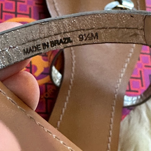 Tory Burch leather mini Millers Mirror Metallic sandals shoes dust bag size 9.5 - Picture 8 of 14